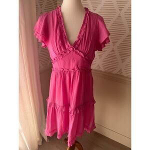 NWT Umgee Women’s Medium Hot Pink Mini Ruffle Dress